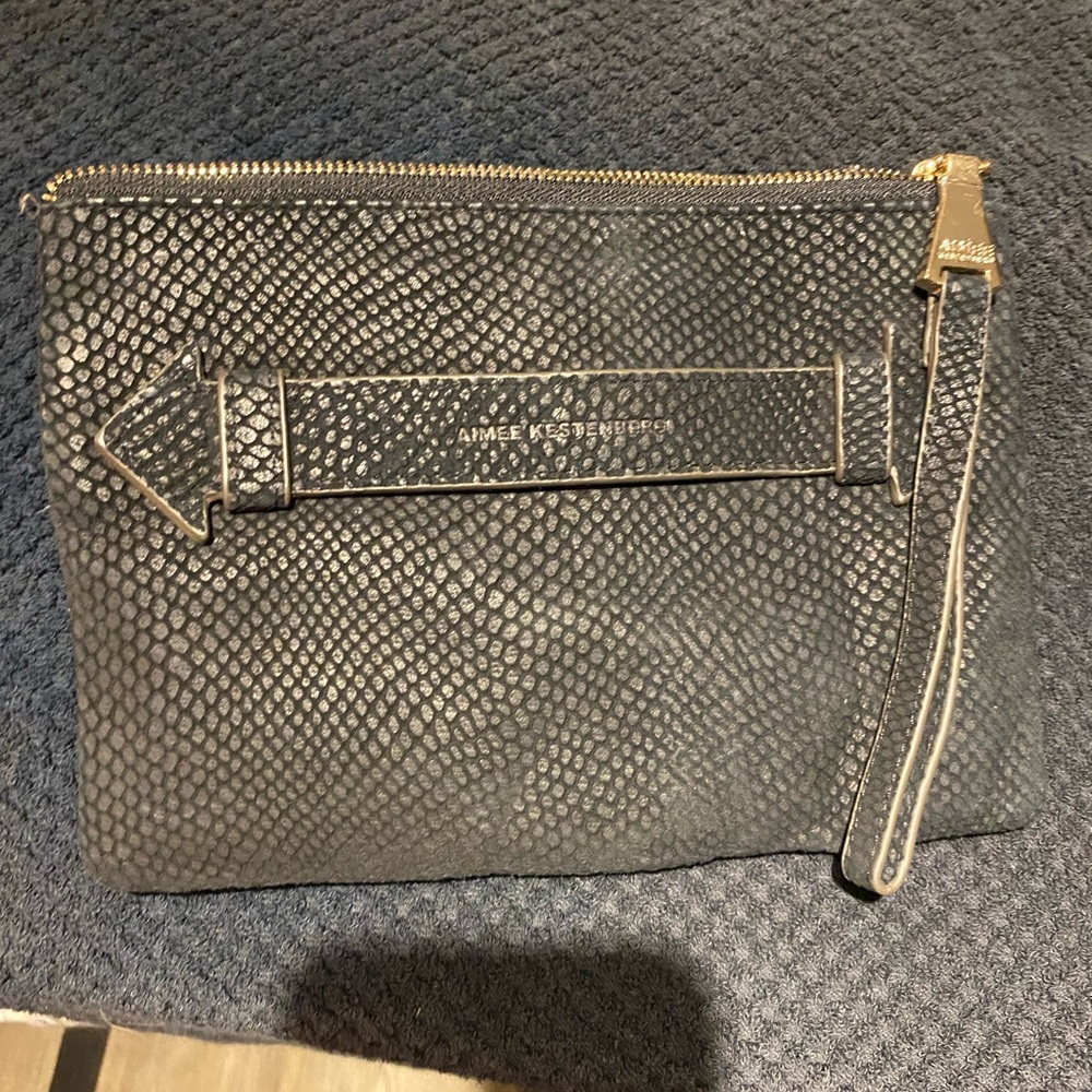 Aimee Kestenberg Black and Gold Wristlet Clutch